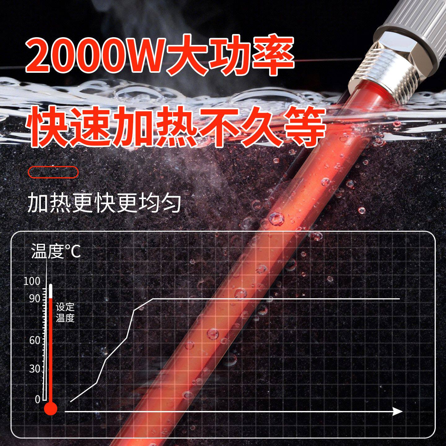 暖气片加热棒家用智能恒温电热器暖气管烧水棒不锈钢取暖电加热管