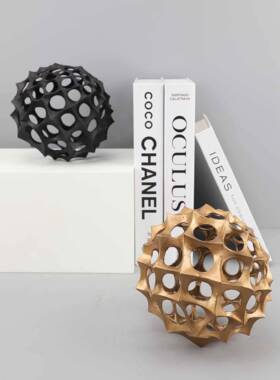 现代约金属镂空蜂居窝室球摆件客简厅玄关样板间办公023家桌面装