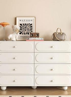 法式JME轻奢八斗柜极黑色感厅简边柜北欧客卧收室床尾柜纳柜斗柜