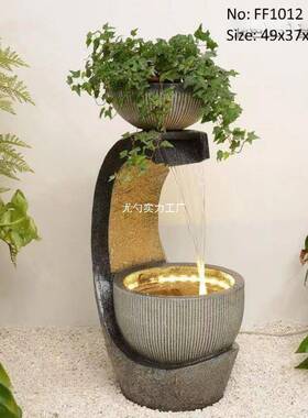 式轻奢流水喷欧泉现加代景客厅循环水装饰品玄关招才UEZ落地湿器