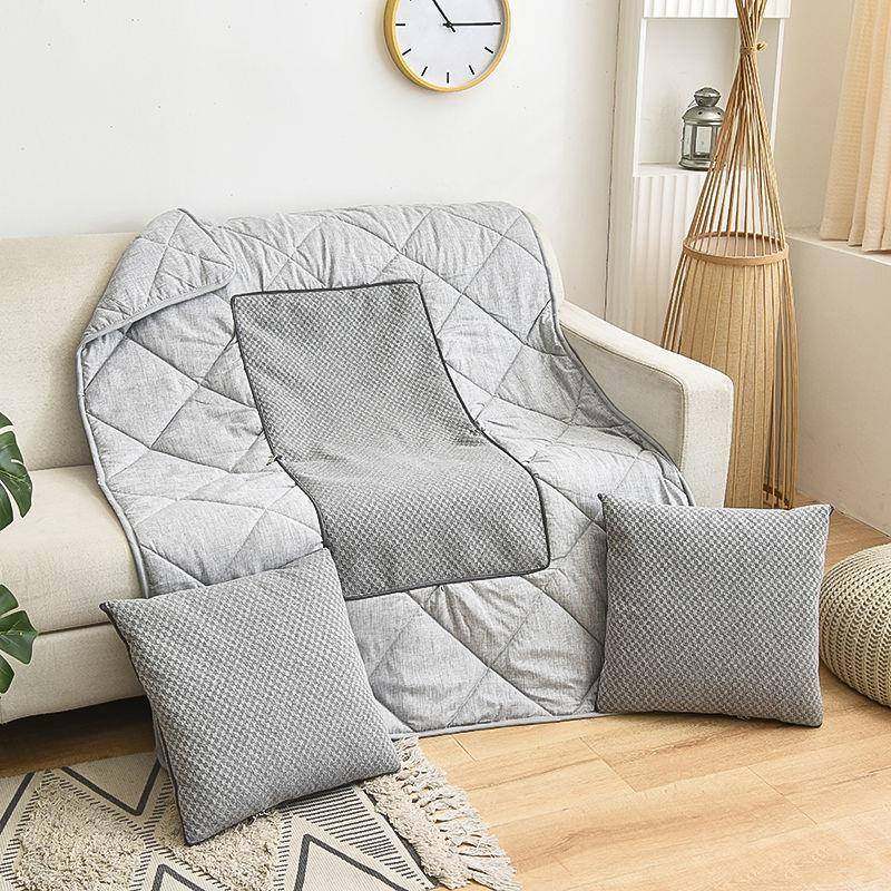 抱枕厂家直供被子两用二合汽一办车公麻室靠垫被棉简约纯色四季通