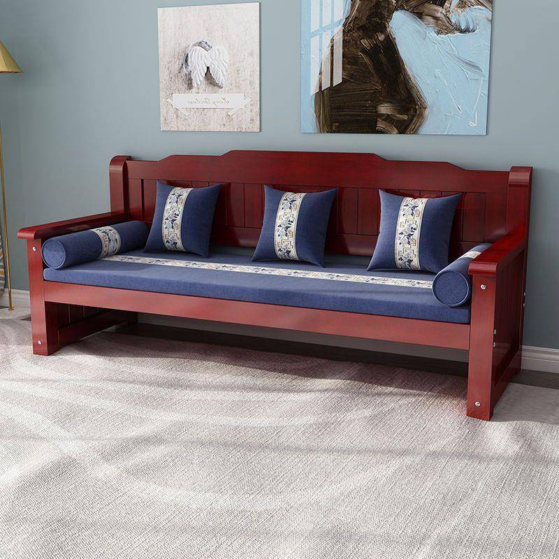 型新中式实沙发2卧室组木合小户出租房家用红款木农村木沙发椅三