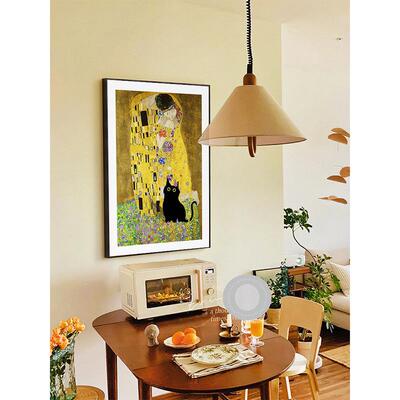 当小趣黑猫闯入名画现众搞怪味装饰画代MEV小艺术客厅挂画