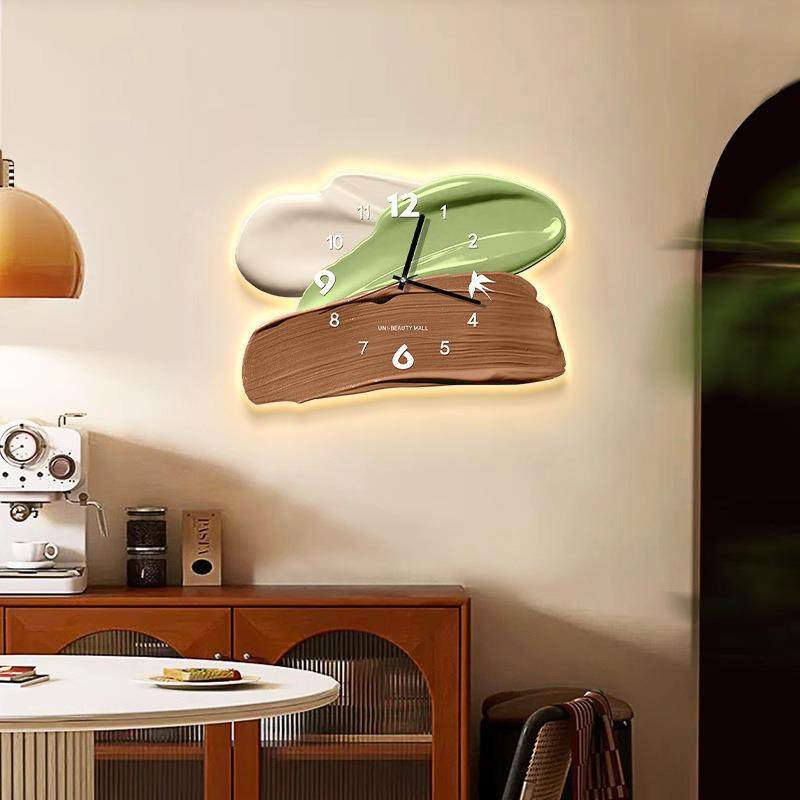 中古风餐厅级挂钟绿抽高感复古YW-GZ-DE艺色术钟表客厅创意挂墙时