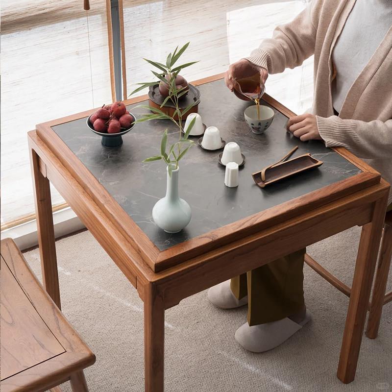 新中式阳台茶桌2025新款高端家用小型简约棋桌实木小茶台泡茶方桌图片