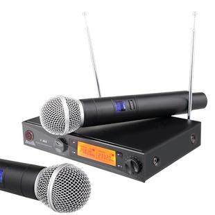 一拖二无线手持动圈麦克风家用K歌话筒舞台演出电脑直播VHF段话筒