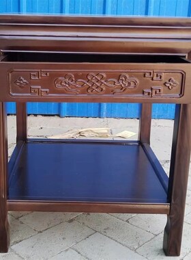 新中式实木抽屉款花架鱼缸架底座奇石桌客厅边角几置物架茶几方桌