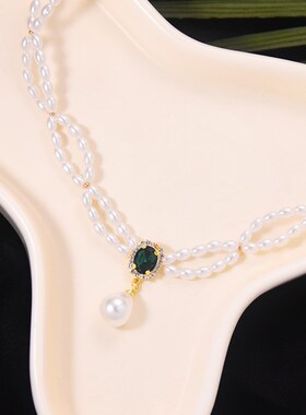 珍珠项链新娘婚纱配饰法式复古O形手工链脖链简约百搭气质女颈链