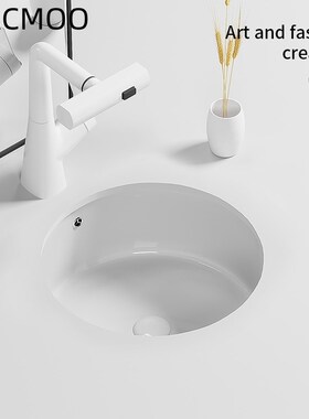 平底台下盆正圆形正方形单盆嵌入式迷你小尺寸陶瓷洗脸盆台盆单盆