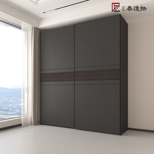 现代简约新款实木推拉门衣柜款家用卧室小户型组合滑门大衣橱定制
