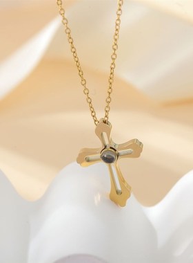 【私人定制】不锈钢十字架投影照片项链 情侣款彩色照片定制项链