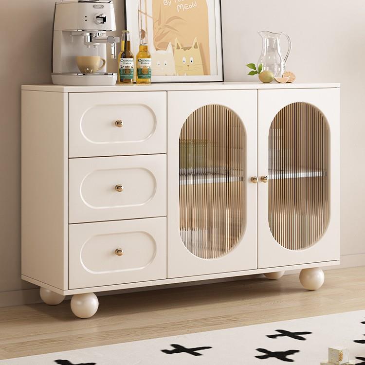奶油风斗柜餐边柜靠墙一体家用卧室储物柜厨房橱柜客厅茶水置物柜