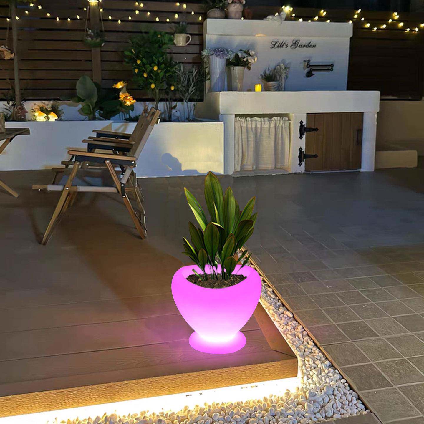 创意发光花盆太阳能户外花园酒店草坪景区美陈花钵庭院景观氛围灯