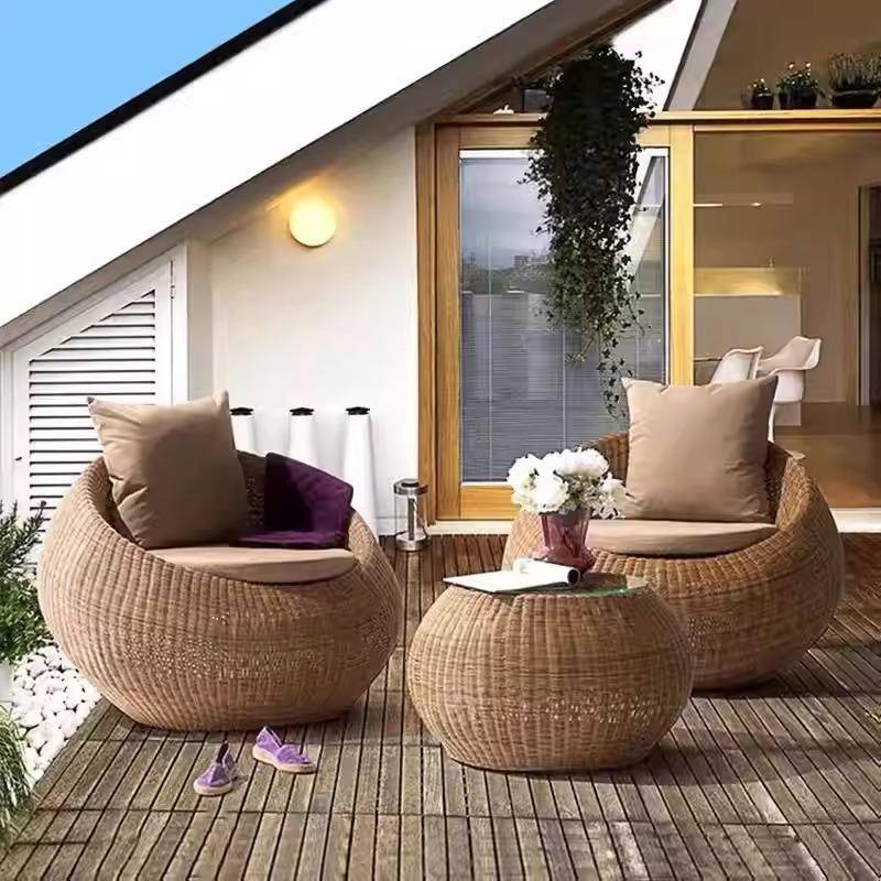 户外阳台藤编沙发茶几组合客厅庭院花园防水防晒休闲室外组合家具