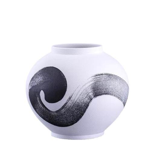 新中YYA式样板房间玄器关陶摆花瓶水墨画复古花陶瓷客厅大瓷收纳