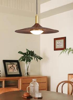 中古风餐厅吊灯复古碟灯台日式侘寂胡桃吧木飞色全光谱艺感94636