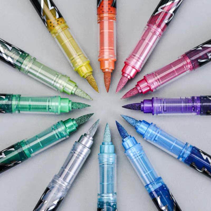 果单金属蓝色马克笔头丙烯直液式可叠色140术绘画大容量水彩美笔