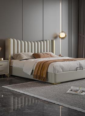 轻奢皮床美式现代.华奢1.高端卧室18米双人主卧储物皮床厂5S921#