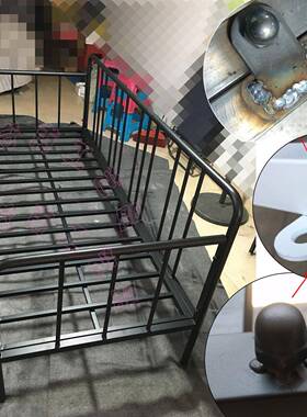 侧边背带护栏的单人29865金后属床架，条床腿6，200cm长0x8cm宽