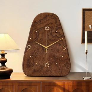 高级2感木纹静钟音摆件钟表0风25新款 时摆台式 客 DENG 中古桌面YW