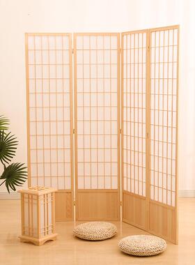 式实日木屏风隔断客玄关带挡简约现代折板叠985移动厅进门遮挡背T
