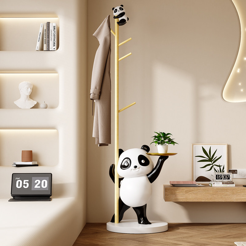 创意熊猫衣帽架落地摆件客厅转角卧室实木挂衣架装饰高档乔迁礼品,家居饰品,落地摆件,淘宝优惠券,粉丝福利购,淘宝优惠卷