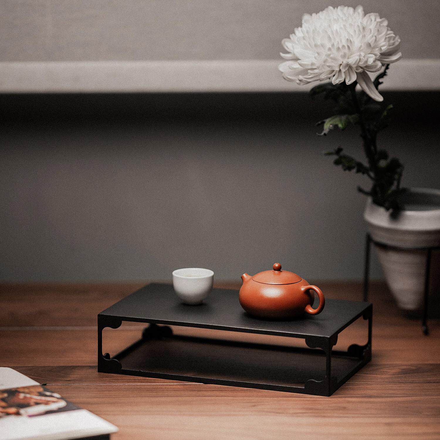 圭隐堂中式复架古小流展架艺工铁茶盘茶具展示茶壶茶杯手收纳置物