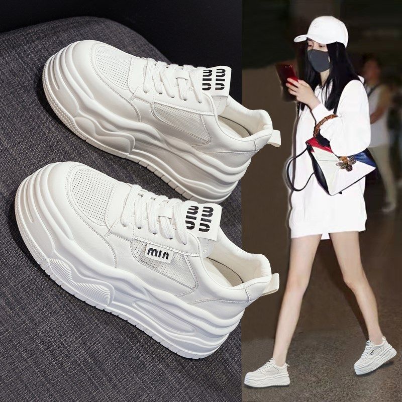 厚底小白鞋女2025新款夏季百搭真皮小个子内增高休闲网面透气板鞋,女鞋,时尚休闲鞋,淘宝优惠券,粉丝福利购,淘宝优惠卷
