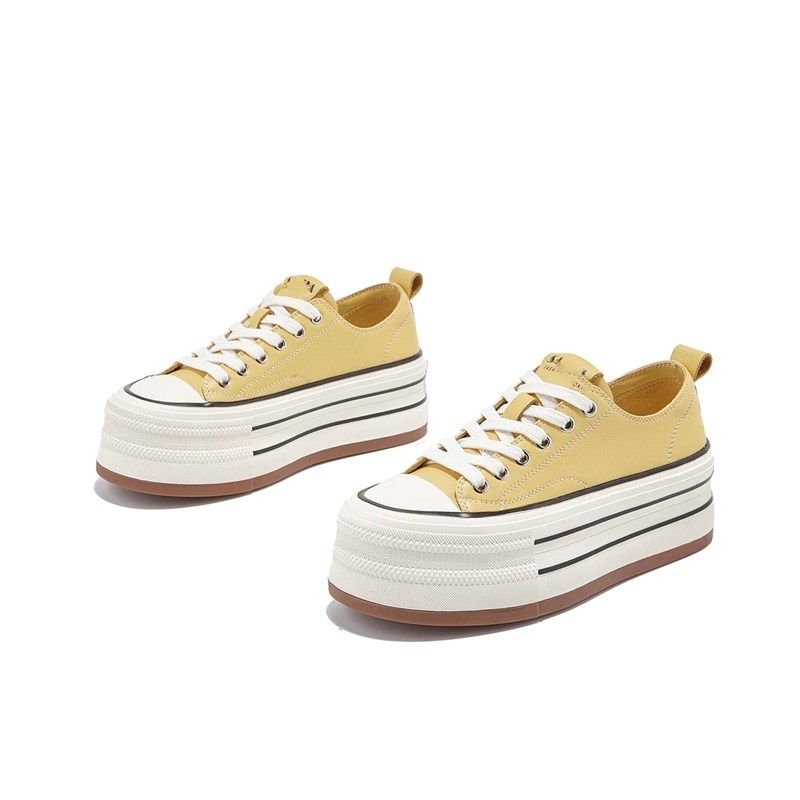 2025春夏新款厚底板鞋女真皮系带低帮时尚百搭休闲鞋透气小白鞋子,女鞋,休闲板鞋,淘宝优惠券,粉丝福利购,淘宝优惠卷