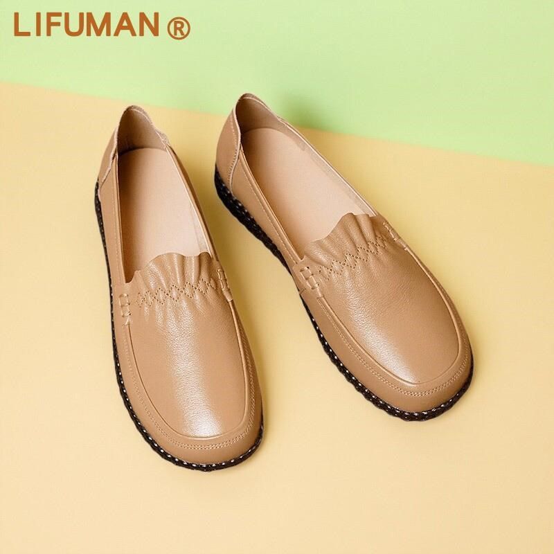 真皮妈妈鞋2025新款软底防滑舒适复古平跟女士单鞋女圆头平底女鞋,女鞋,浅口单鞋,淘宝优惠券,粉丝福利购,淘宝优惠卷