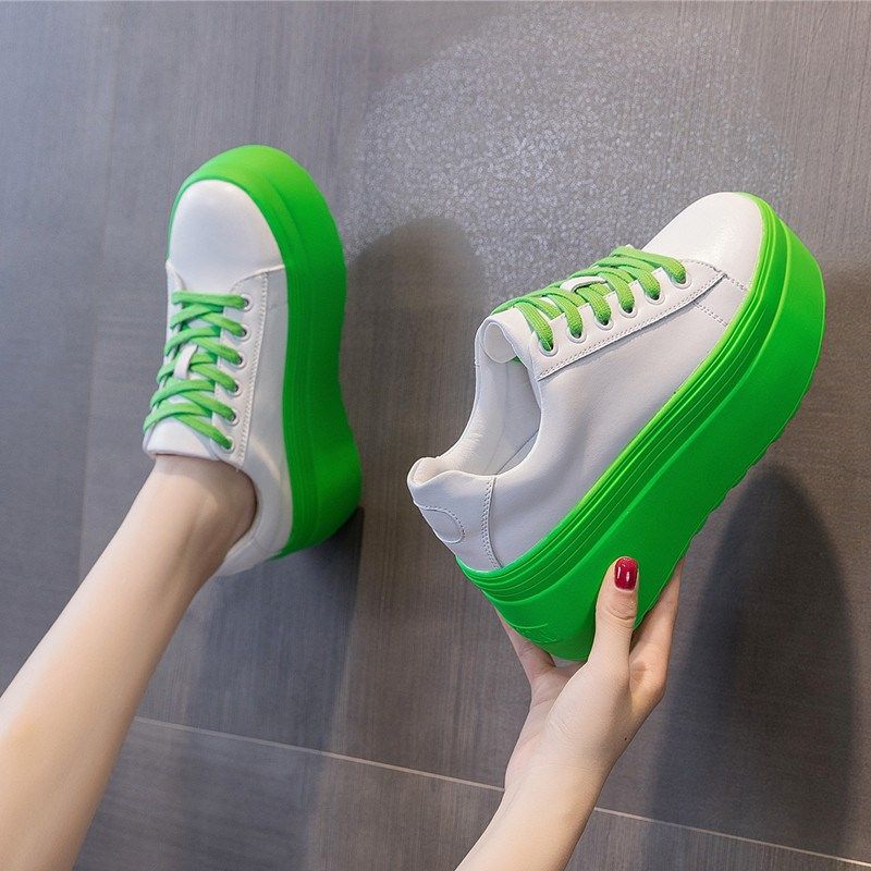 厚底休闲 小白鞋2024年新款女鞋内增高松糕底韩版真皮包鞋板,女鞋,松糕（摇摇）鞋,淘宝优惠券,粉丝福利购,淘宝优惠卷