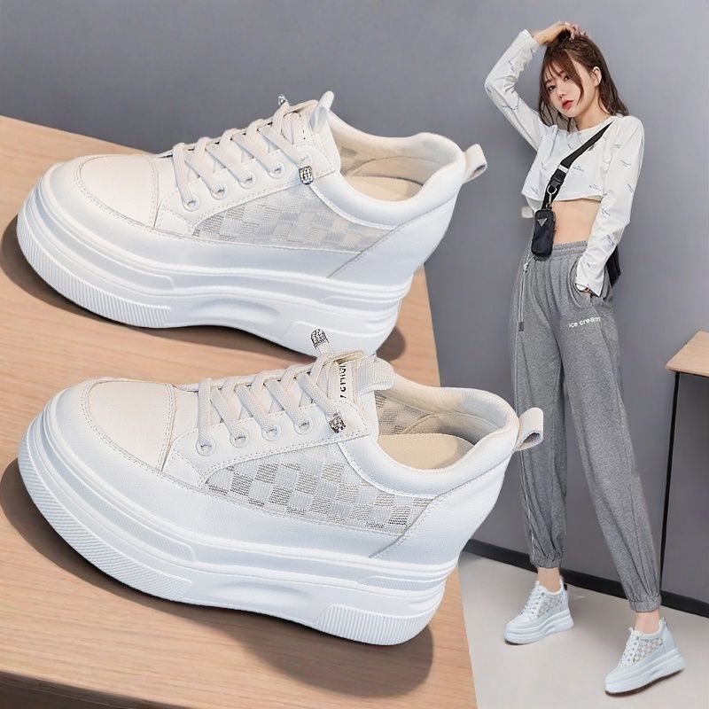 夏季网面透气内增高女鞋10cm小个子真皮小白鞋女厚底休闲高跟网鞋,女鞋,时尚休闲鞋,淘宝优惠券,粉丝福利购,淘宝优惠卷