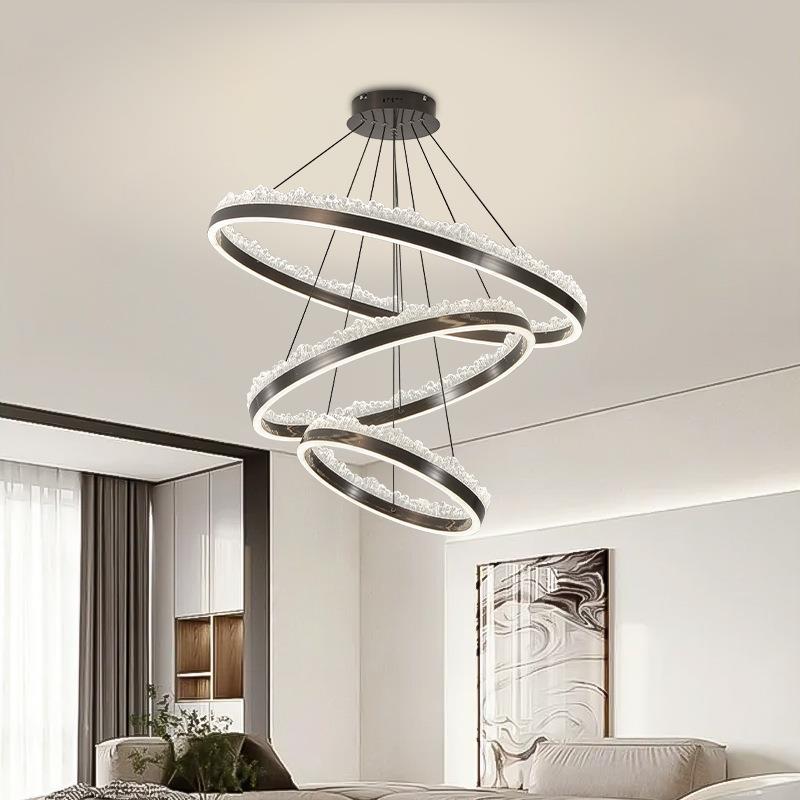 全光谱轻奢冰山极简客厅吊灯大气吸顶吸顶大厅复式楼挑空灯餐厅灯