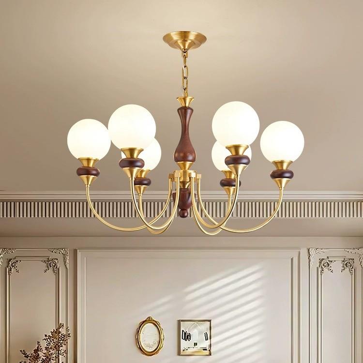 法式中古魔豆客厅灯全铜实木南洋风餐厅灯卧室设计师新款中山吊灯