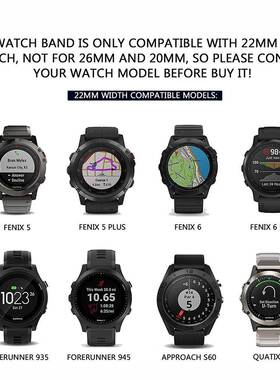 适用佳明F表42239enix7硅胶双圆孔色Fen带ix66Pro5945S60/S62腕带