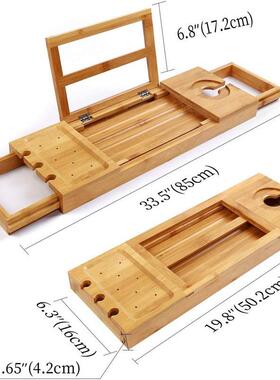竹制浴物缸架伸缩澡浴缸托盘洗板收纳支45452浴架泡搁板浴室浴缸
