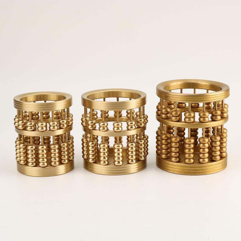 黄算129盘笔笔筒心黄铜算铜盘筒家居实办公室收纳笔筒摆饰