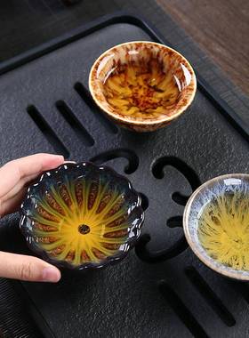 窑变茶杯套装陶瓷品茗40668盏杯建盏主人杯茶茶碗功茶具夫新中式