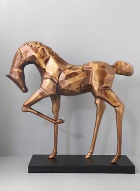 现简约抽金属动物雕塑摆件客厅玄关酒店电马视柜代软象装1168家居