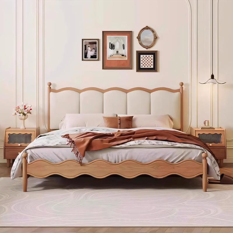 北5708欧白蜡木实木床1.8米软包床卧法式人1.双5米小主户型原木风