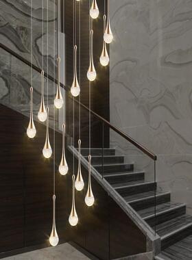 现代简极简楼梯吊约转35611灯创意柔餐光复式吊灯厅别墅旋楼梯间