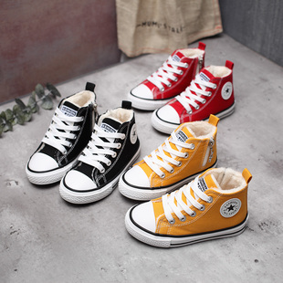 童鞋男童帆布鞋子冬款儿童板鞋女童鞋2020N新款韩版加绒宝宝布鞋