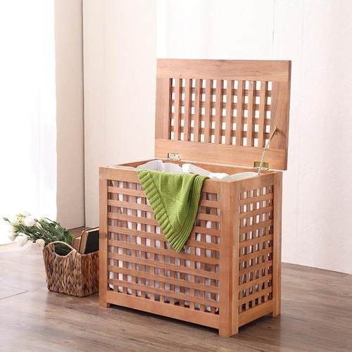 楸木网格箱实BJ05381木储物箱可木质家坐收纳箱整木理箱用茶几脏