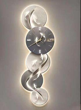 现代轻奢入挂户玄关装饰画九鱼轻奢九鱼图带钟表灯廊画象高级感走