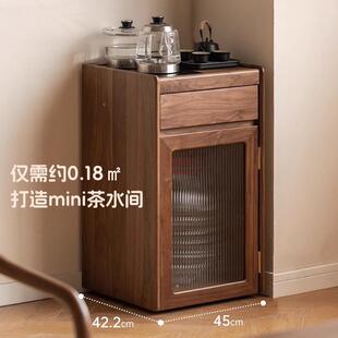 舜伊实家具木水无品牌/柜胡烧水壶一体茶吧机黑桃木茶台边柜移动