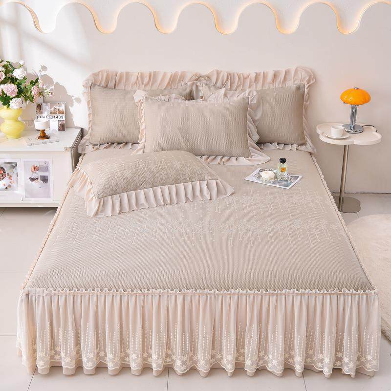 夏立体花凉豆豆席凉AL席公主风凉床裙款简约提纯色亲季肤感舒适