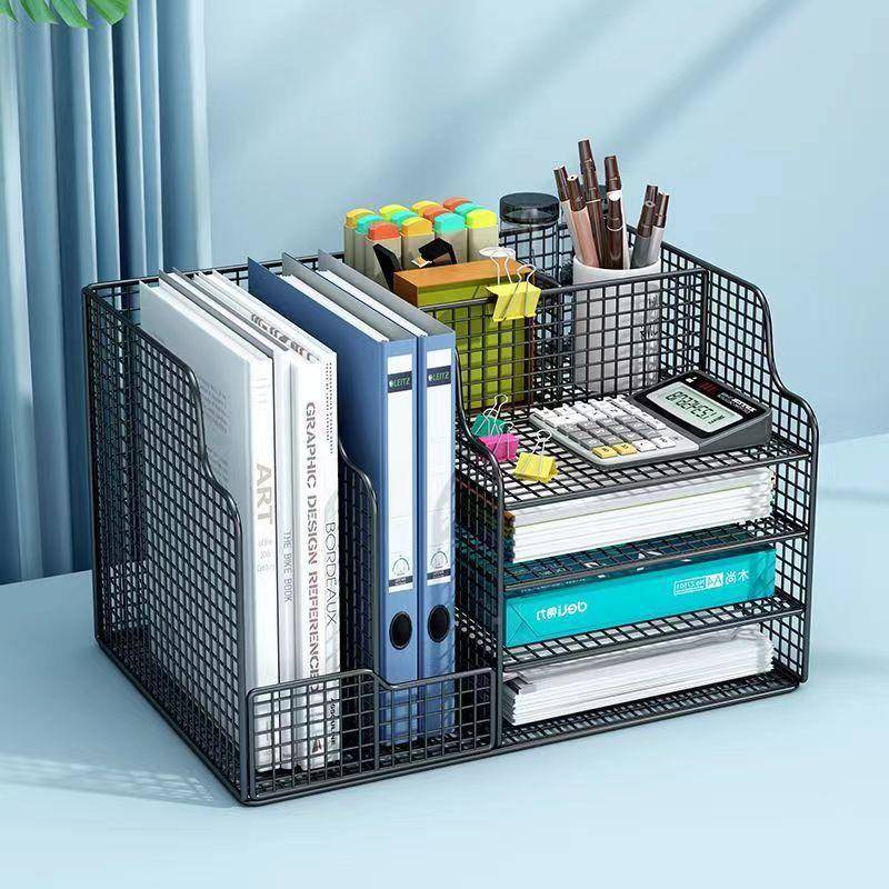 办桌置物公架文ODZ件收纳纳架公收盒办用品文件架桌面书架置物架