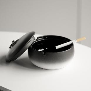 烟灰缸家用式 993客厅公室高办级感渐变陶瓷盖带防飞灰创意中定log