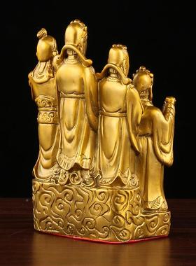 黄铜五路财神爷像摆件大店号337佛像五路聚宝盆财神爷铺公司礼开