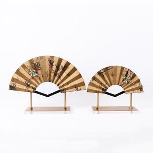 艺新中式桌面金属扇子工摆件样房板楼处酒店古售典玄关装饰MC-TY-